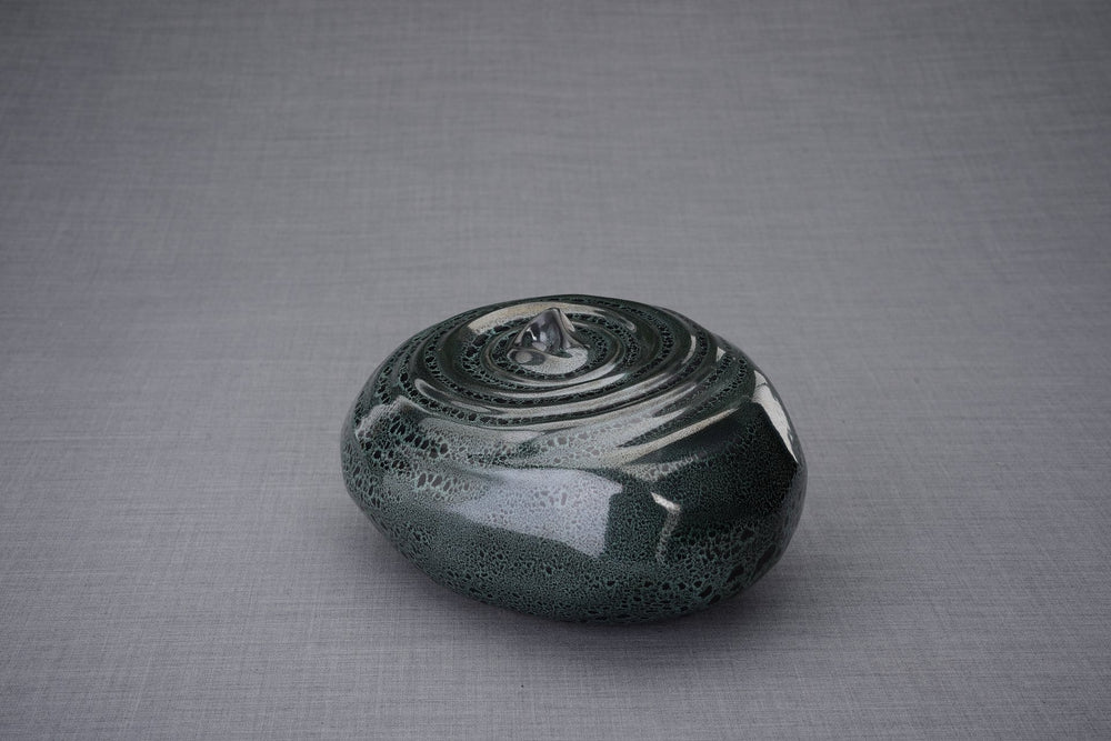 Urna de cremación para cenizas hecha a mano Resonance, tamaño adulto/grande, color negro melange-Urnas de arte de Pulvis