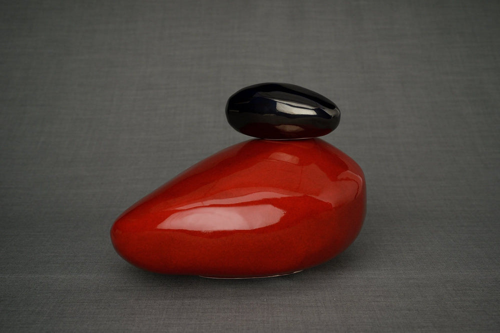 Urna de cremación de piedra hecha a mano para cenizas, tamaño grande/adulto, color rojo-Urnas de arte de Pulvis