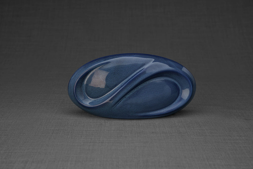 Urna de cremación Pulvis Art Urns Eternity Urna de cremación hecha a mano - Pequeña | Azul Melange | Cerámica