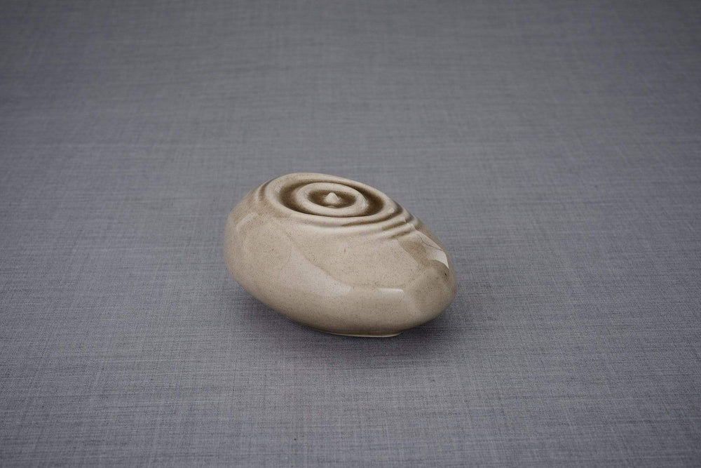 Urna de cremación hecha a mano para cenizas, color gris beige-Urnas de arte de Pulvis