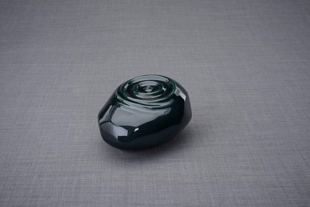 Urna de cremación hecha a mano para cenizas, color verde óxido-Urnas de arte de pulvis