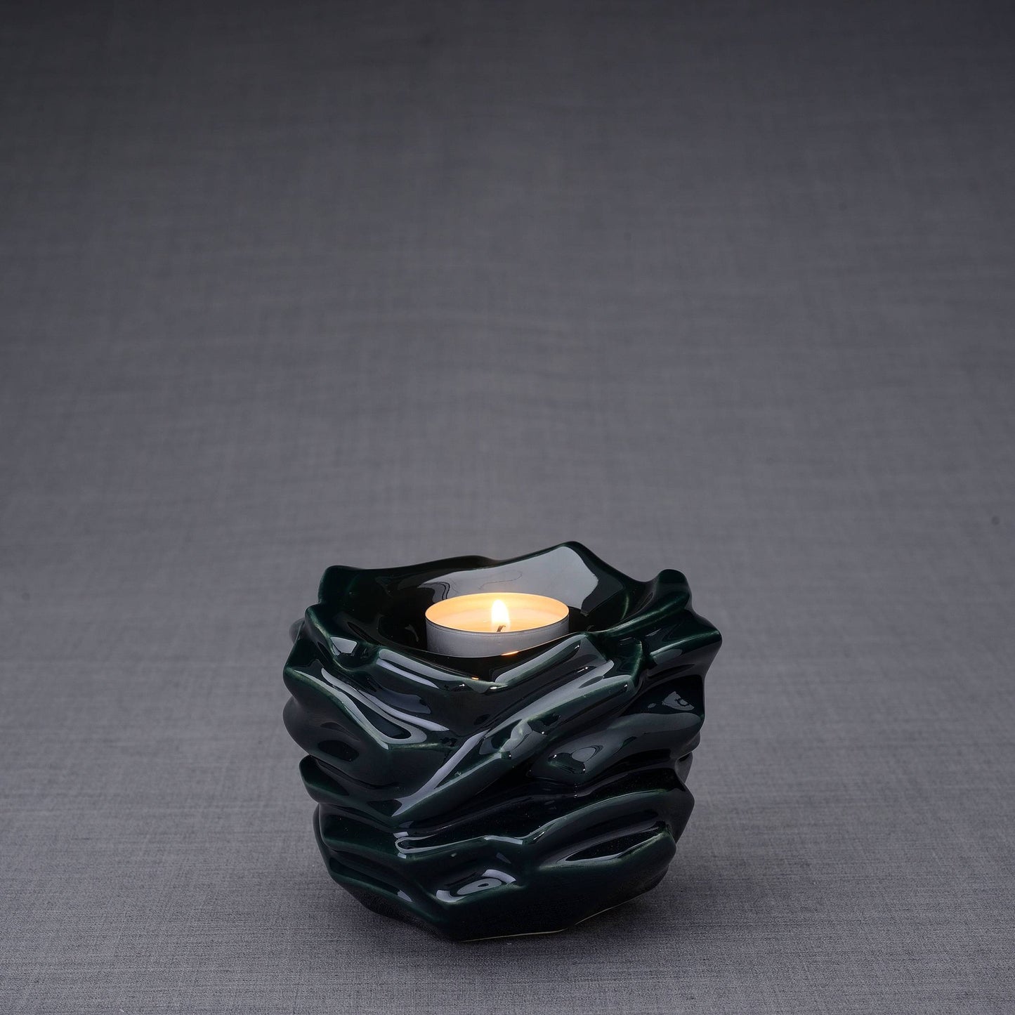 Urna de cremación para cenizas hecha a mano, color verde óxido, portavelas-PulvisArtUrns-Pulvis Art Urns