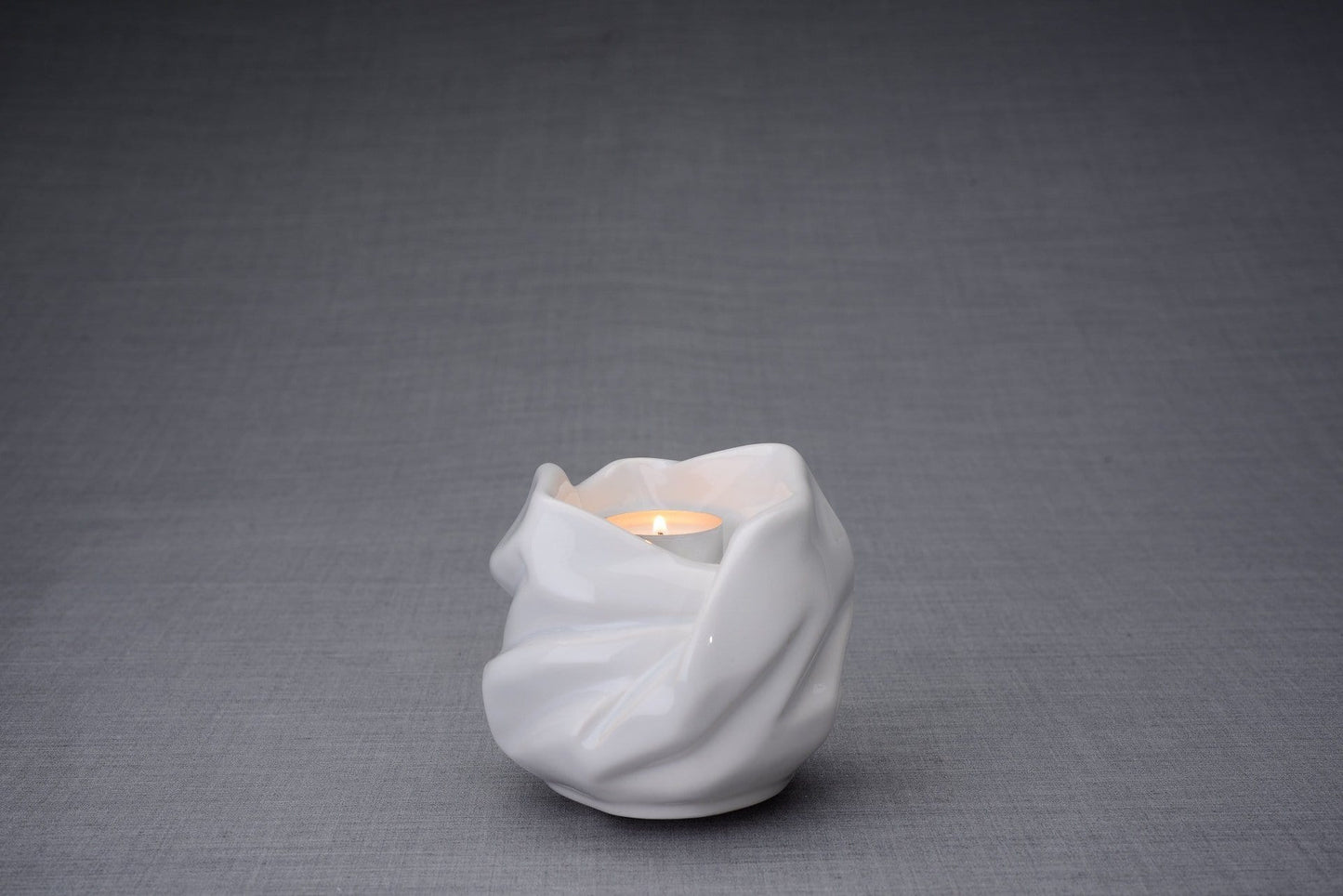 Urna de cremación hecha a mano para las cenizas, color blanco, portavelas - Urnas de Arte Pulvis