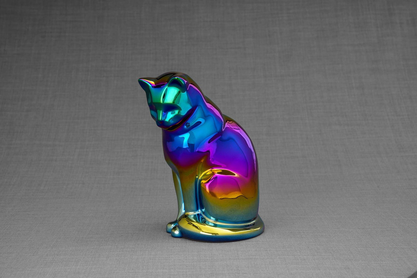 Pulvis Art Urns Pet Urn Neko Pet Urn for Ashes - Rainbow Chrome | Ceramic | Handmade
