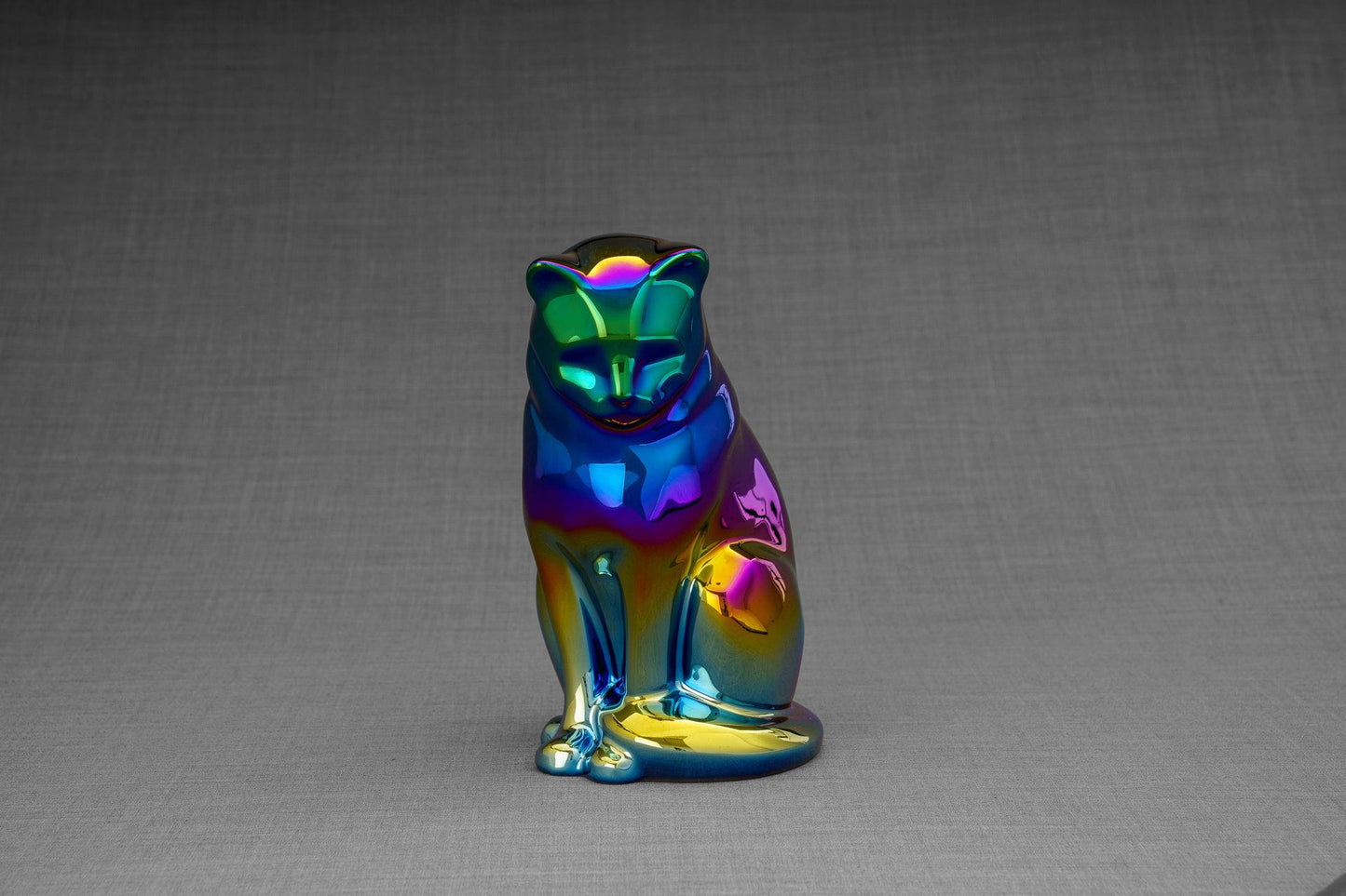 Pulvis Art Urns Pet Urn Neko Pet Urn for Ashes - Rainbow Chrome | Ceramic | Handmade