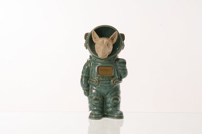 Urn for Ashes Astronaut Dog Bull Terrier. Handmade Customisable Dog Cremation Urn. Handmade Astronaut Art Urn. Keepsake for Ashes by TenderRest. Oily Green Melange