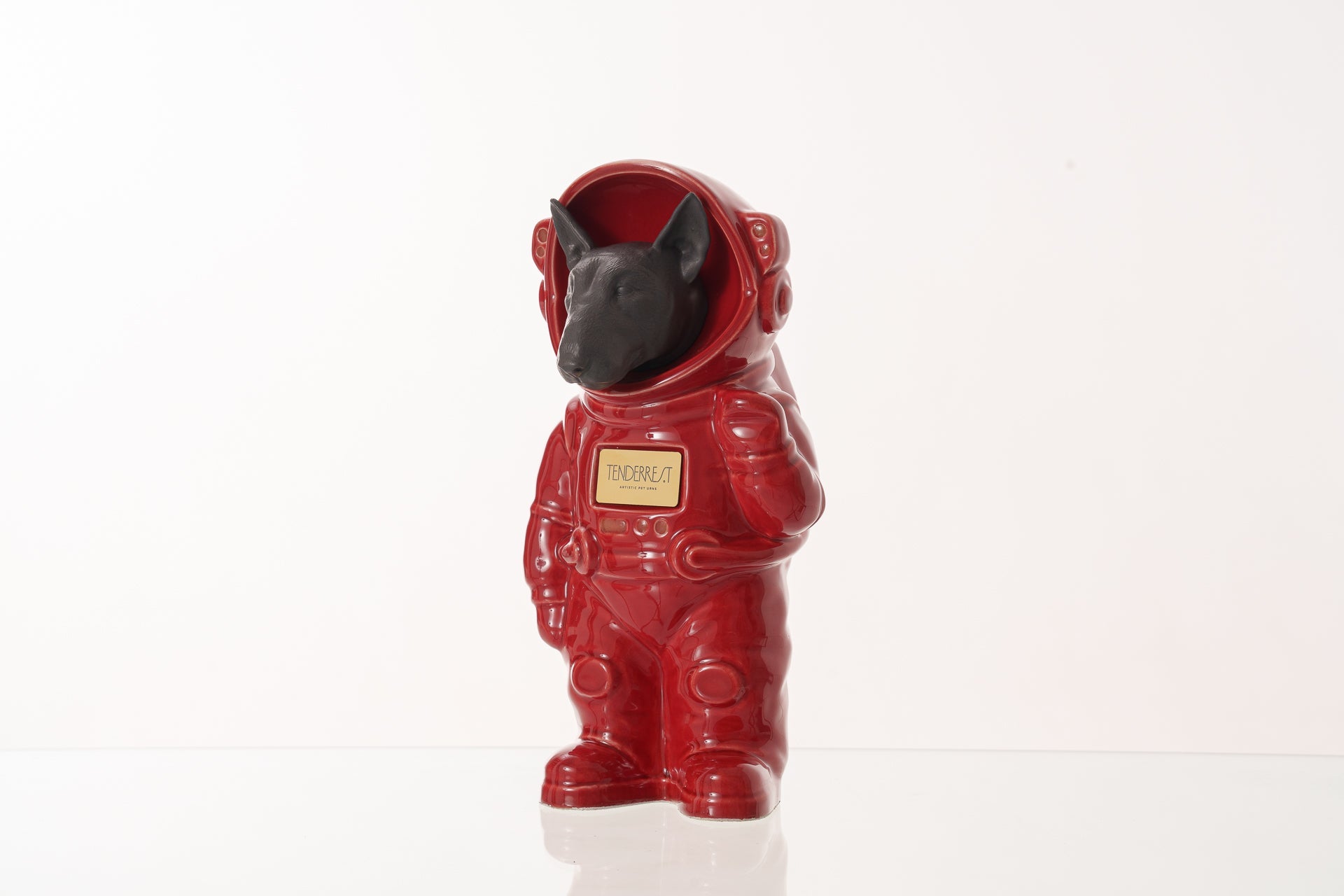 Urn for Ashes Astronaut Dog Bull Terrier. Handmade Customisable Dog Cremation Urn. Handmade Astronaut Art Urn. Keepsake for Ashes by TenderRest. Red