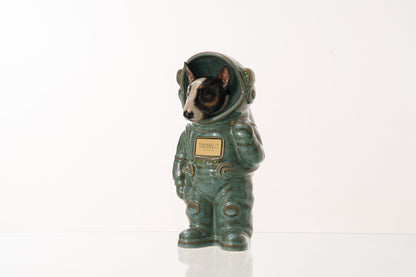 Urn for Ashes Astronaut Dog Bull Terrier. Handmade Customisable Dog Cremation Urn. Handmade Astronaut Art Urn. Keepsake for Ashes by TenderRest. Oily Green Melange