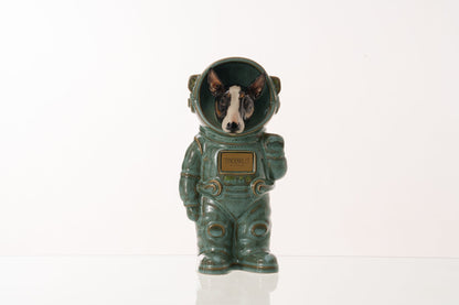 Urn for Ashes Astronaut Dog Bull Terrier. Handmade Customisable Dog Cremation Urn. Handmade Astronaut Art Urn. Keepsake for Ashes by TenderRest. Oily Green Melange
