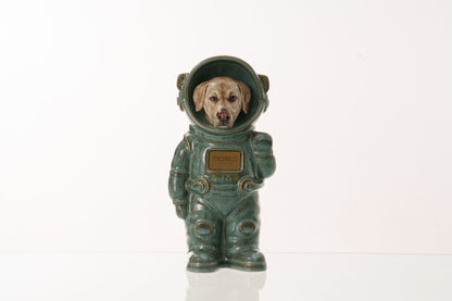 Urn for Ashes Astronaut Dog Labrador Retriever. Handmade Customisable Dog Cremation Urn. Handmade Astronaut Art Urn. Keepsake for Ashes by TenderRest. Oily Green Melange