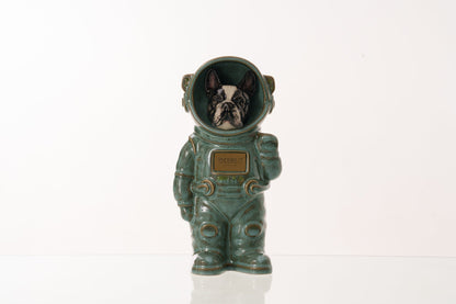 Urn for Ashes Astronaut Dog French Bulldog. Handmade Customisable Dog Cremation Urn. Handmade Astronaut Art Urn. Keepsake for Ashes by TenderRest. Oily Green Melange