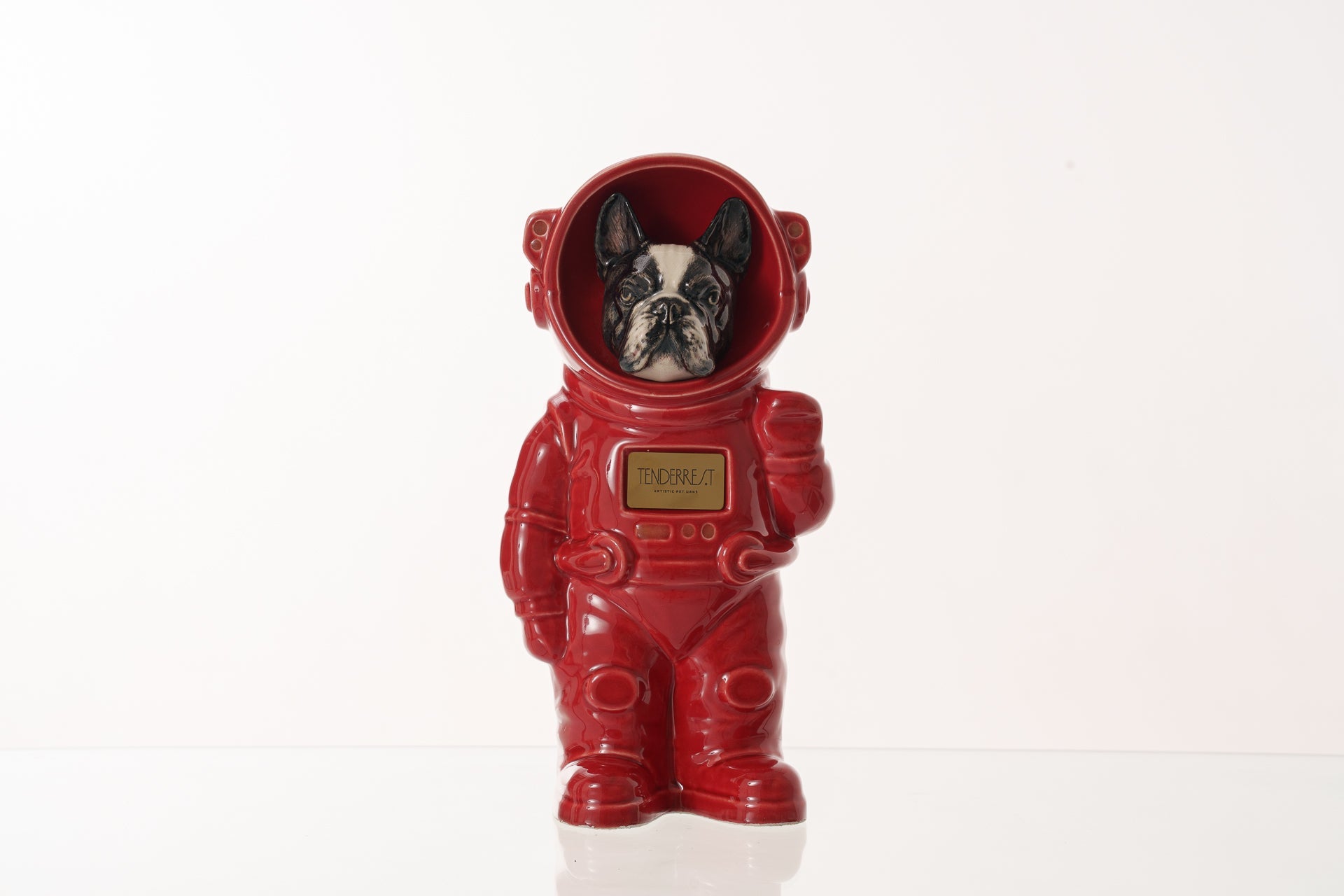 Urn for Ashes Astronaut Dog French Bulldog. Handmade Customisable Dog Cremation Urn. Handmade Astronaut Art Urn. Keepsake for Ashes by TenderRest. Red 
