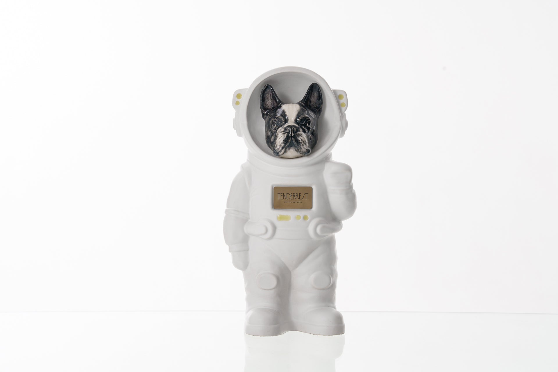 Urn for Ashes Astronaut Dog French Bulldog. Handmade Customisable Dog Cremation Urn. Handmade Astronaut Art Urn. Keepsake for Ashes by TenderRest. White Suite 