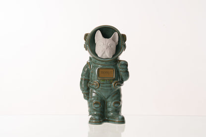 Urn for Ashes Astronaut Dog French Bulldog. Handmade Customisable Dog Cremation Urn. Handmade Astronaut Art Urn. Keepsake for Ashes by TenderRest. Oily Green Melange