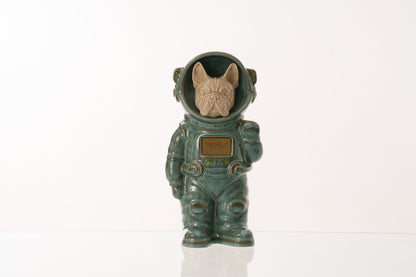 Urn for Ashes Astronaut Dog French Bulldog. Handmade Customisable Dog Cremation Urn. Handmade Astronaut Art Urn. Keepsake for Ashes by TenderRest. Oily Green Melange