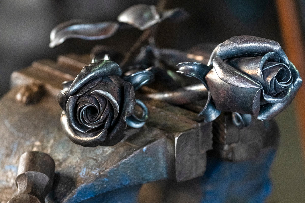 Forged Metal Memorials. Handmade Memorial Flowers from Iron -- Pulvis Art Urns