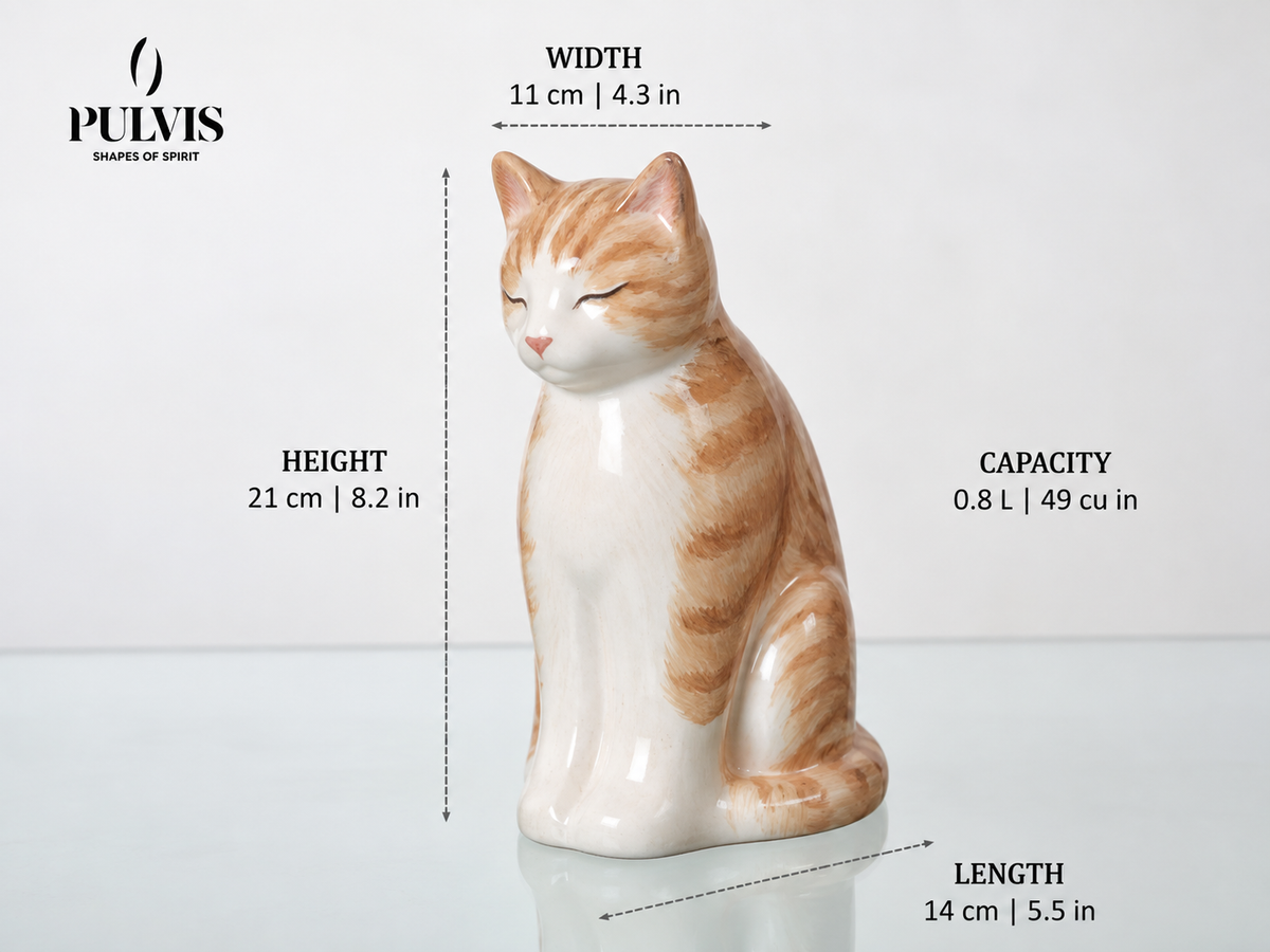 Pulvis Art Urns Meow Cat Custom Decorated Pet Urn - Handmade | Ceramic Pet Urn