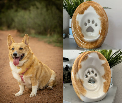 Custom Decorated Pet Urn - Handmade | Paw - Candle Holder | Ceramic Pet Urn