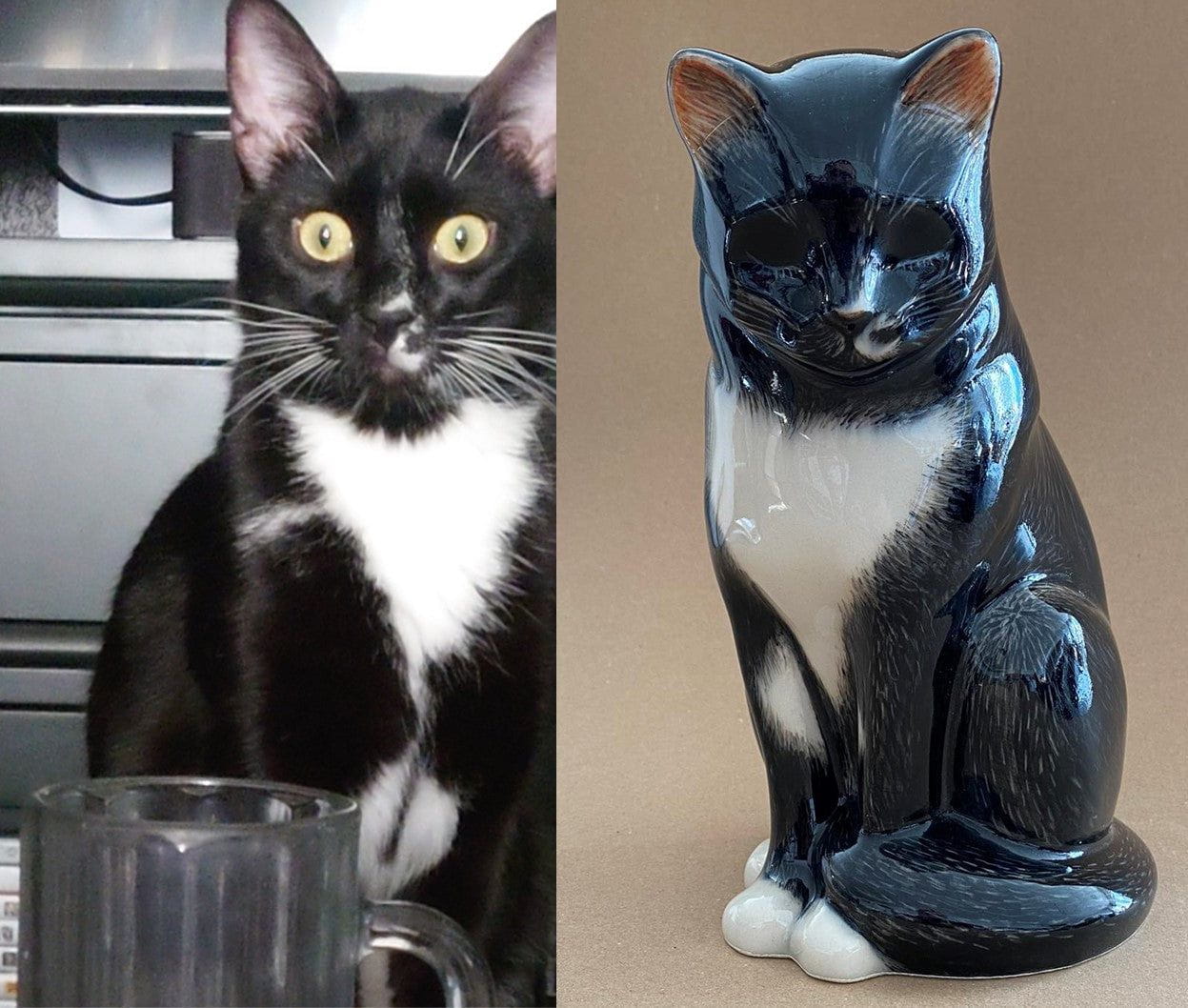 Cat Urn Custom Decorated Urn. Cat Urn For Ashes. Ceramic PEt Urn For Ashes