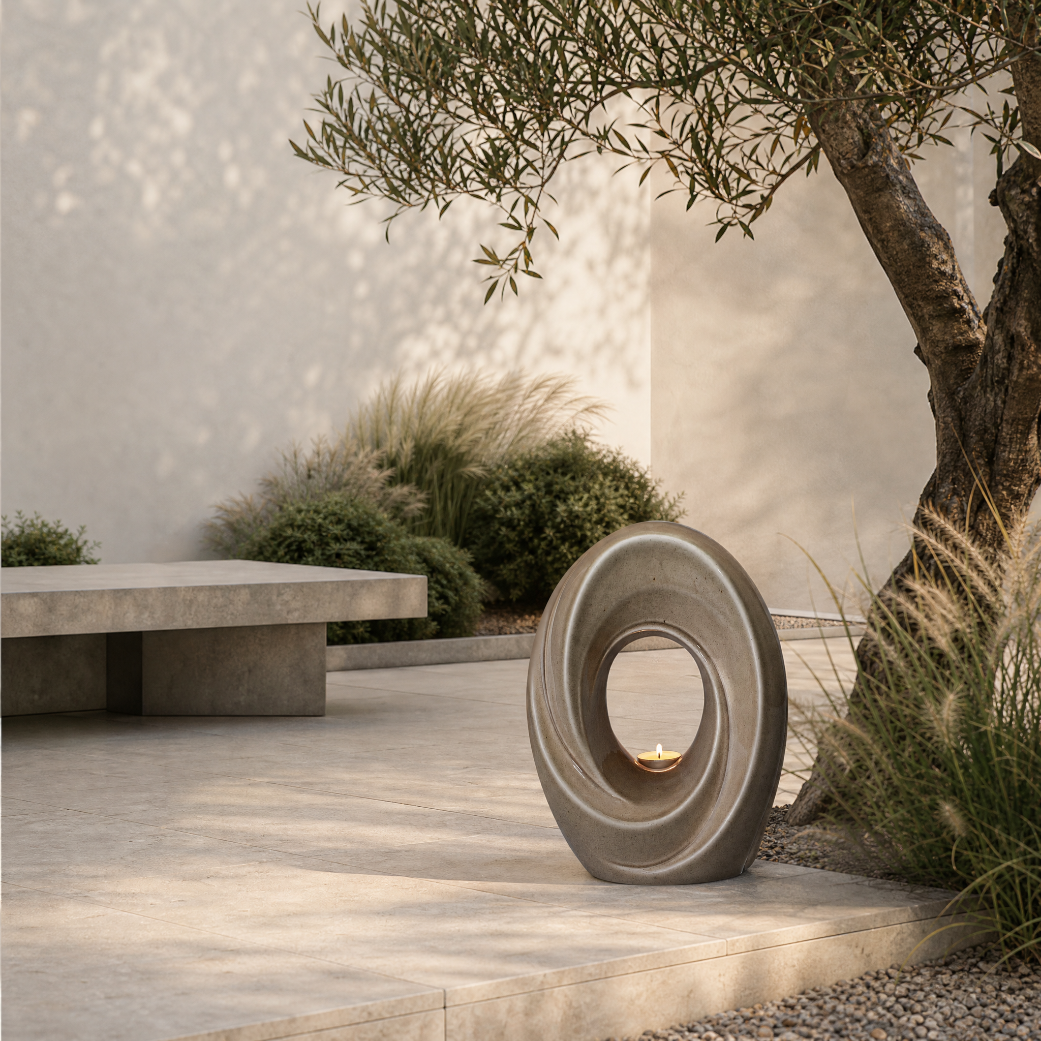 Handmade Cremation Urn for Ashes "The Passage" - Large Urn | Beige Grey | Ceramic - Pulvis Art Urns