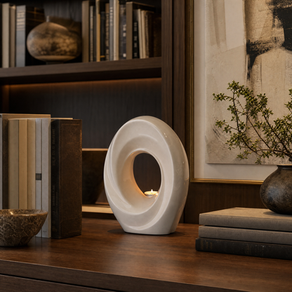 Handmade Cremation Urn for Ashes "The Passage" - Large Urn | Off-white | Ceramic - Pulvis Art Urns
