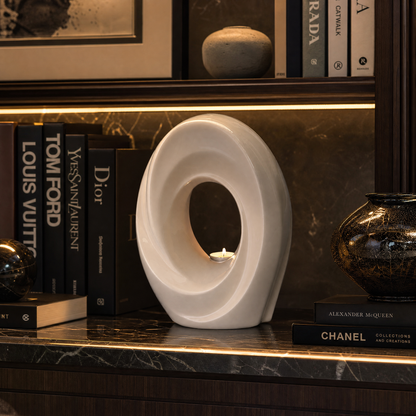 Handmade Cremation Urn for Ashes "The Passage" - Large Urn | Off-white | Ceramic - Pulvis Art Urns