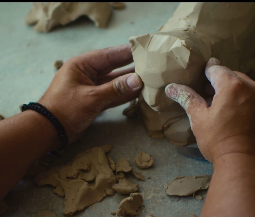 Pulvis Art Urns studio — cremation urns in progress on the pottery wheel
