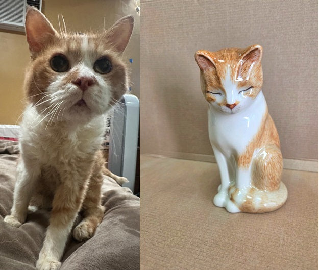 Custom Decorated Pet Urn - Handmade | Neko - Mini Sitting Cat | Ceramic Pet Urn