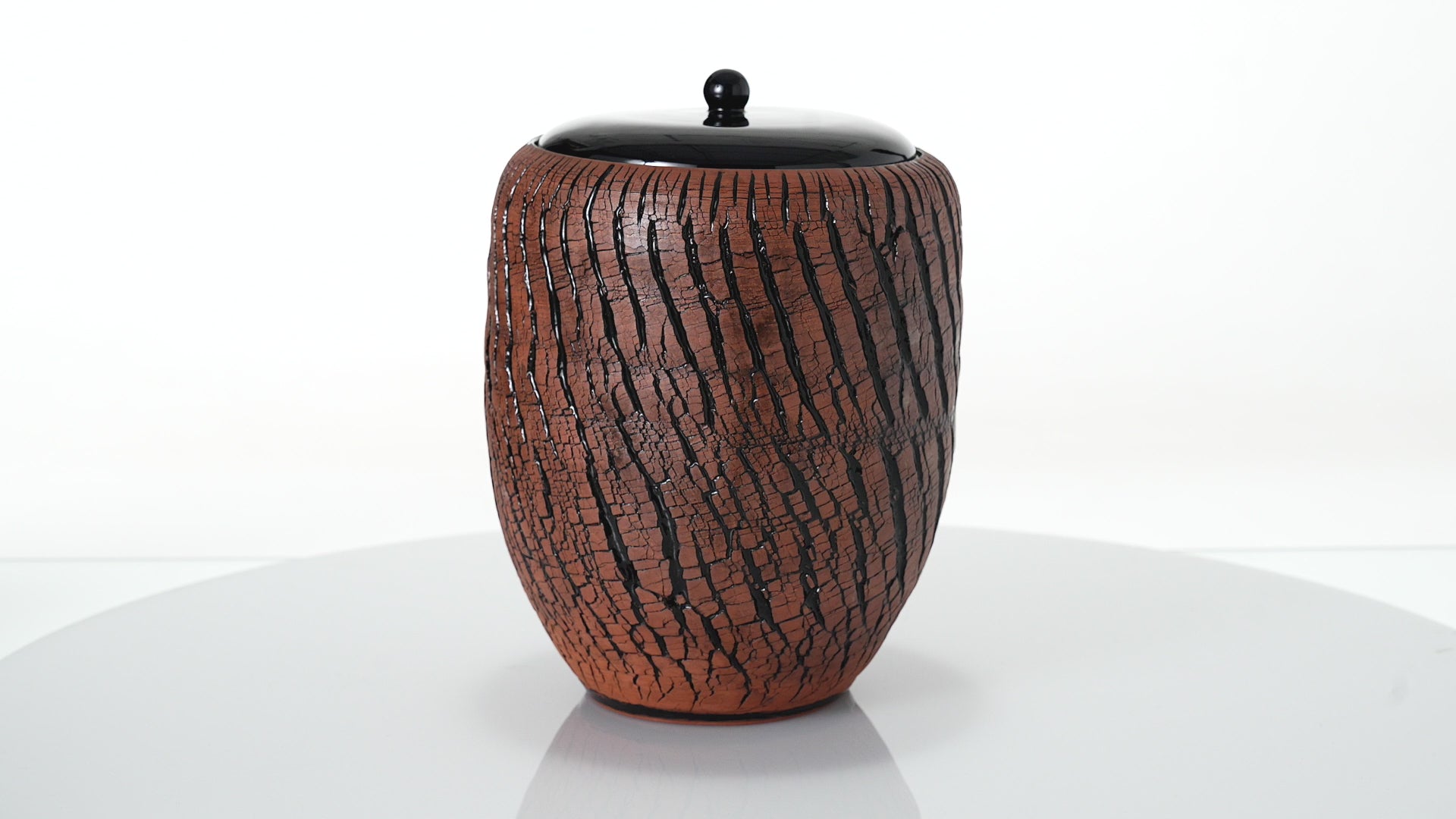 Urne funéraire « Echo » - Urne en céramique imprimée en 3D | Bleu chiné | Grande