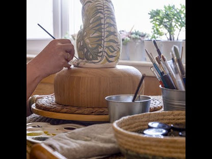 Custom Decorated Pet Urn - Handmade | Ceramic Pet Urn by Pulvis Art Urns. Pet Urn Decorated by Photo. Custom Painted Pet Urn