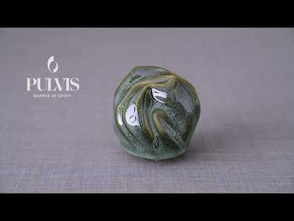 Cremation Keepsake Urn "Precious" - Small | Oily Green Melange | Ceramic