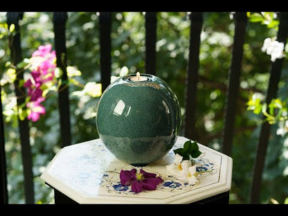 Pulvis Art Urns Adult Size Urn Handmade Cremation Urn "Harmony" - Large | Oily Green Melange | Ceramic