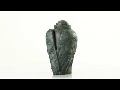 Cast Bronze Cremation Urn "Wings" - Green Patina | Exclusive Bronze Urn