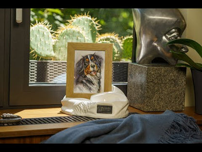 Cremation Urn "Cozy" - Oily Green Melange | Ceramic Picture Frame Urn