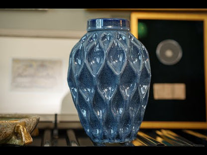 Cremation Urn "Echo" - 3D Printed Ceramic Urn | Oily Green Melange | Medium