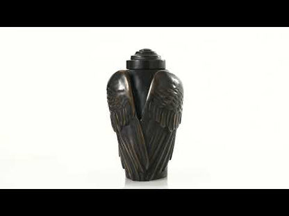 Cast Bronze Cremation Urn "Wings" - Dark Patina | Exclusive Bronze Urn