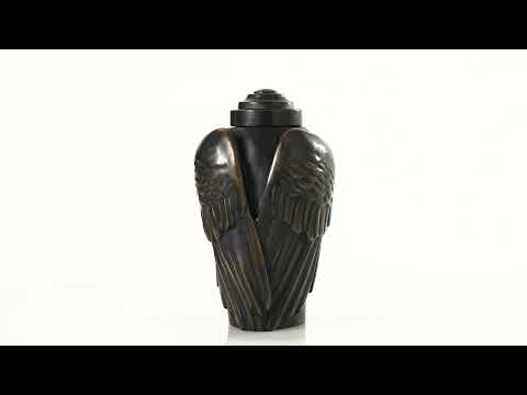 Cast Bronze Cremation Urn "Wings" - Dark Patina | Exclusive Bronze Urn