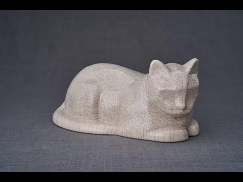 
                  
                    Load and play video in Gallery viewer, Cat Cremation Urn for Ashes - White Matte | Ceramic | Handmade
                  
                