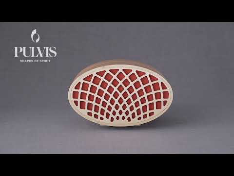 Wooden Cremation Urn "Remembrance" - Handmade - Orange Leather