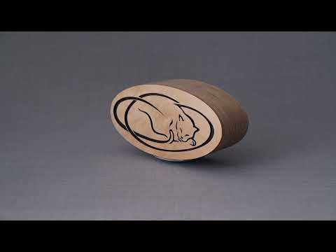 
                  
                    Load and play video in Gallery viewer, Resting Cat Cremation Urn - Plywood | Handmade
                  
                