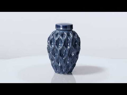 Cremation Urn "Echo" - 3D Printed Ceramic Urn | Blue Melange | Large