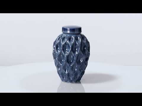 Cremation Urn "Echo" - 3D Printed Ceramic Urn | Blue Melange | Large