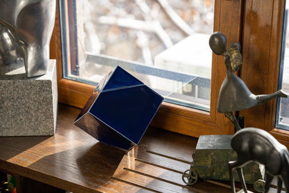 Abstract Cube Cremation Urn for Ashes - Large | Lamp Black | Ceramic Urn - Pulvis Art Urns