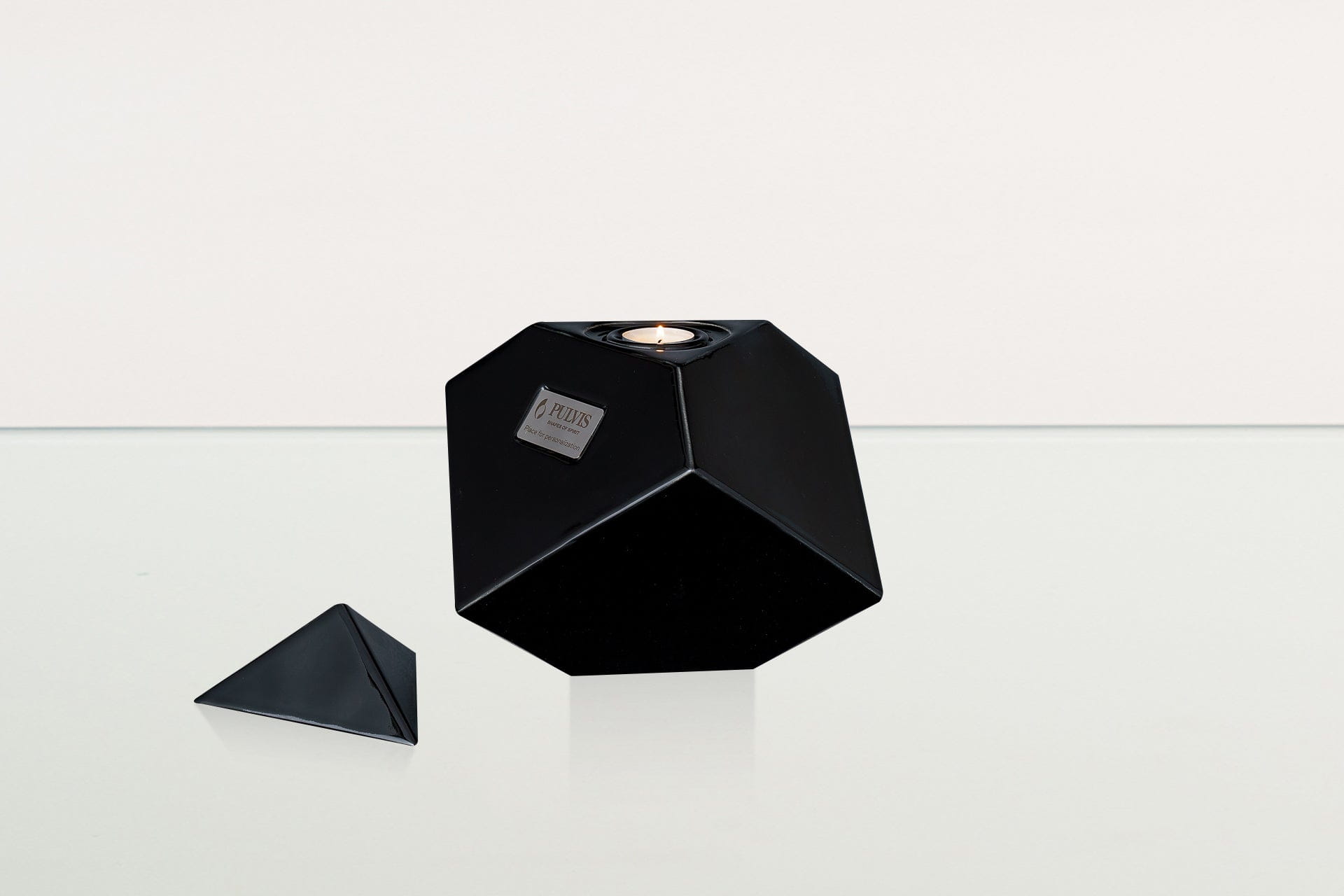 Abstract Cube Cremation Urn for Ashes - Large | Lamp Black | Ceramic Urn - Pulvis Art Urns