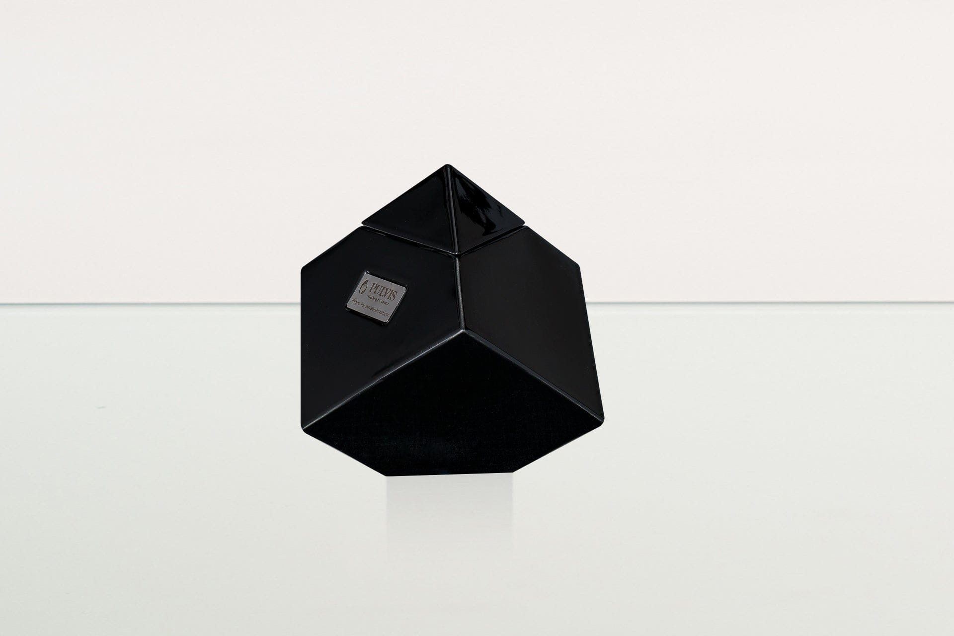 Abstract Cube Cremation Urn for Ashes - Large | Lamp Black | Ceramic Urn - Pulvis Art Urns