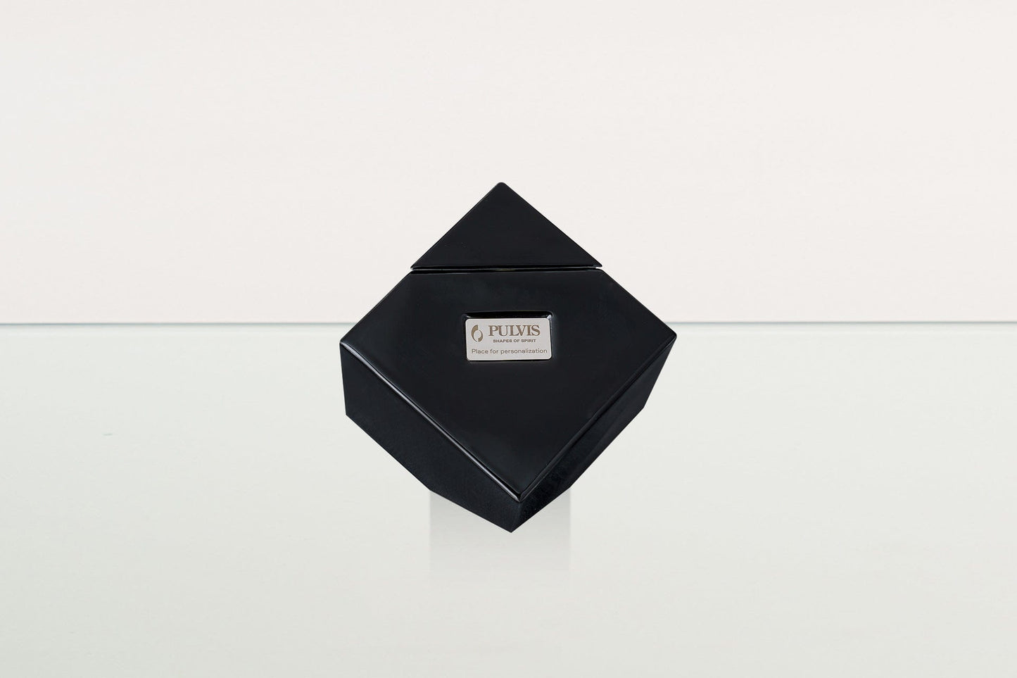 Pulvis Art Urns Adult Size Urn Abstract Cube Cremation Urn for Ashes - Large | Lamp Black | Ceramic Urn