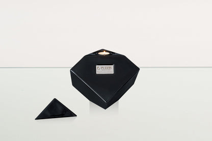 Abstract Cube Cremation Urn for Ashes - Large | Lamp Black | Ceramic Urn - Pulvis Art Urns