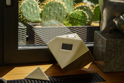 Abstract Handmade Cremation Urn for Ashes - Large | Beige Grey | Ceramic Urn - Pulvis Art Urns