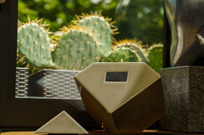 Abstract Handmade Cremation Urn for Ashes - Large | Beige Grey | Ceramic Urn - Pulvis Art Urns