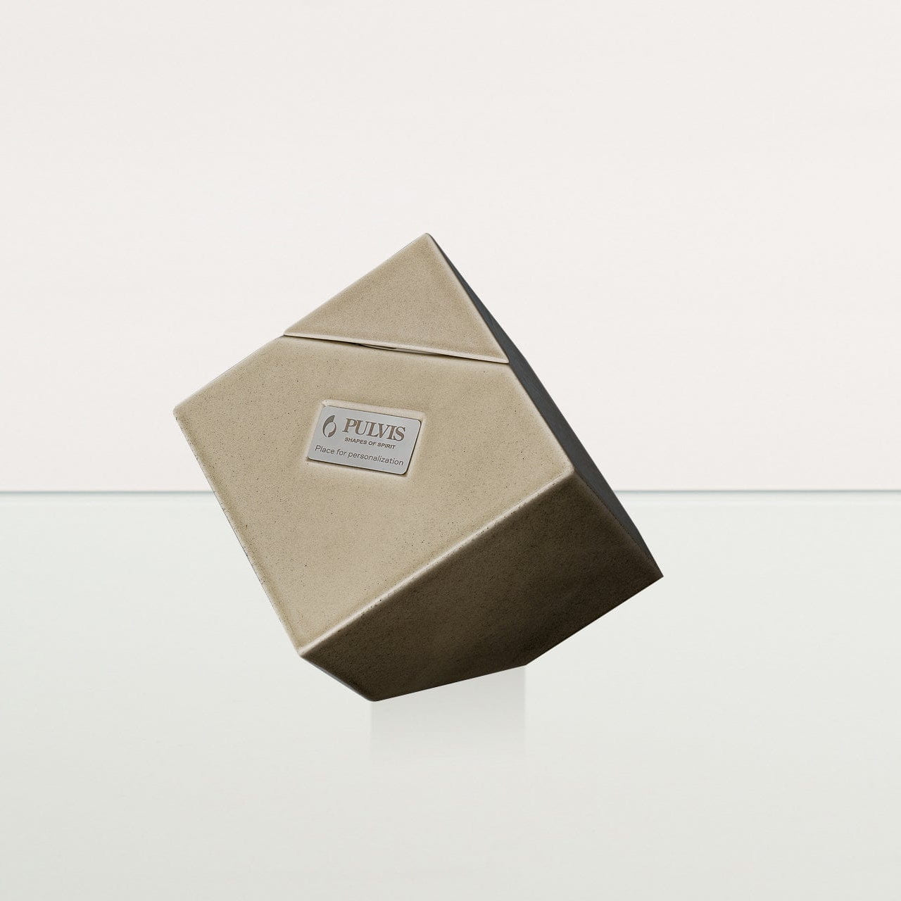 Abstract Handmade Cremation Urn for Ashes - Large | Beige Grey | Ceramic Urn - Pulvis Art Urns